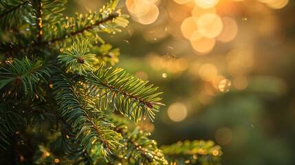 Beautiful branch of coniferous tree, closeup view
