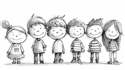 Smiling Children Line Up