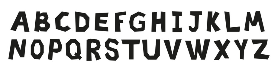 Black cut out alphabet letters. Silhouette letters isolated on white background © Mariia