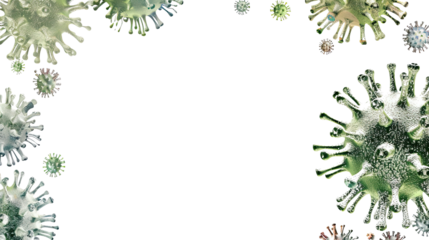 Viruses and bacteria on a transparent background