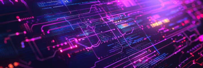 Conceptual Illustration of Julia Programming Language on a Dynamic Purple Background with Bytecode and Data Charts for Technical Blogs, Educational Content, and Coding Tutorials