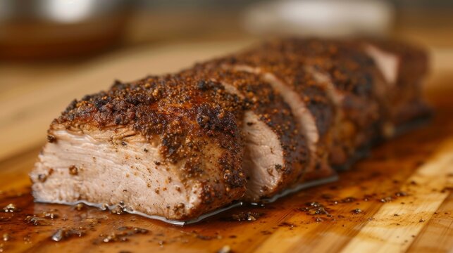 Succulent roasted pork loin with a flavorful spice rub