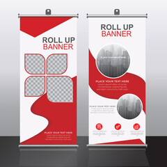 Roll up banner design template, vertical, corporate background, pull up design, modern rectangle size