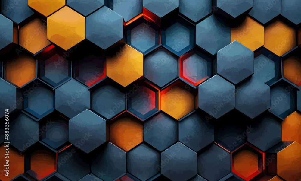 Poster a geometric vector of a hexagon pattern.