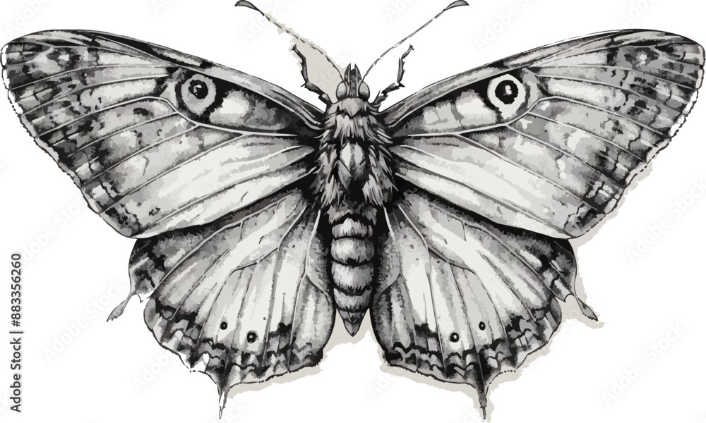 Poster a linear vector of a butterfly.