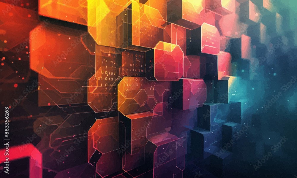 Poster a geometric vector of an abstract hexagon.