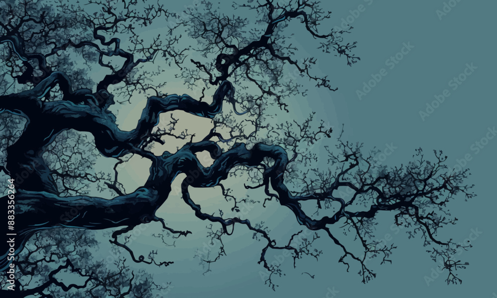 Poster a linear vector of a detailed tree with branches.
