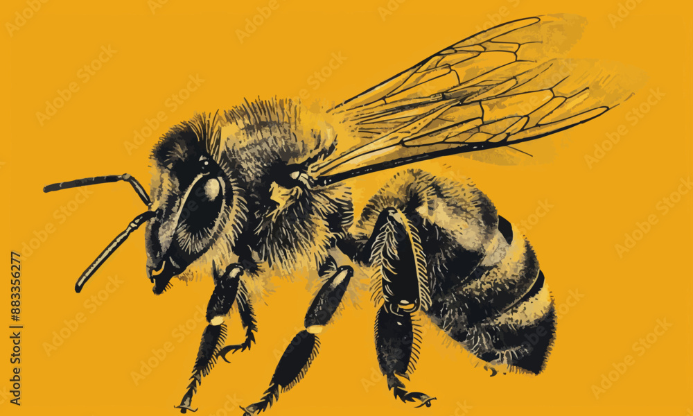Poster a linear vector of a honeybee.