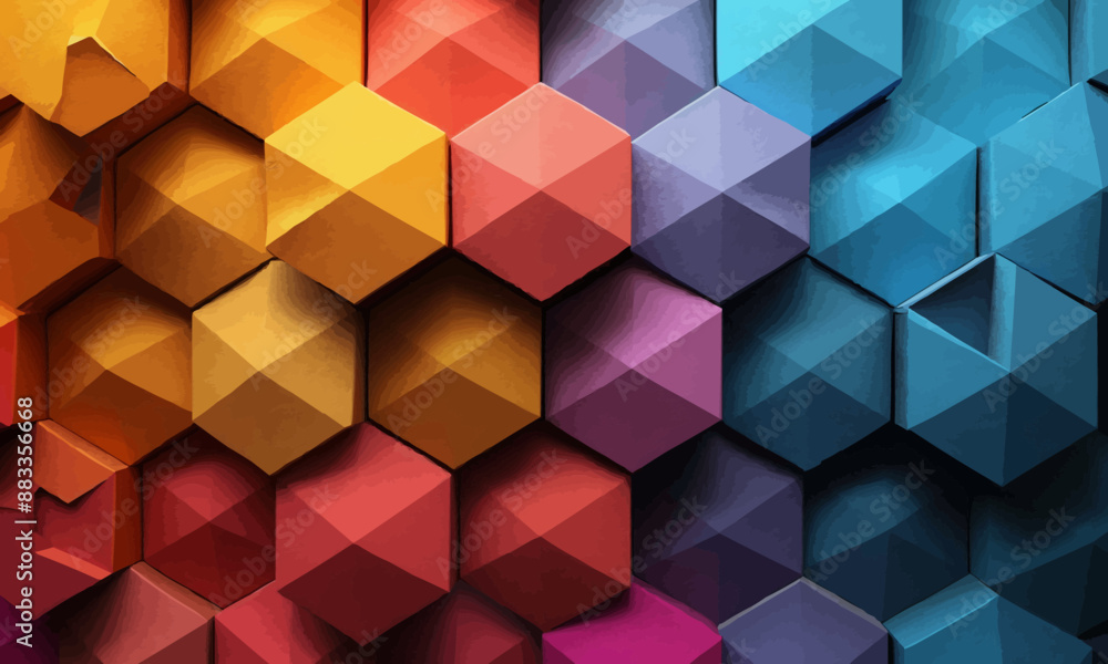 Poster a geometric vector of a hexagon pattern.