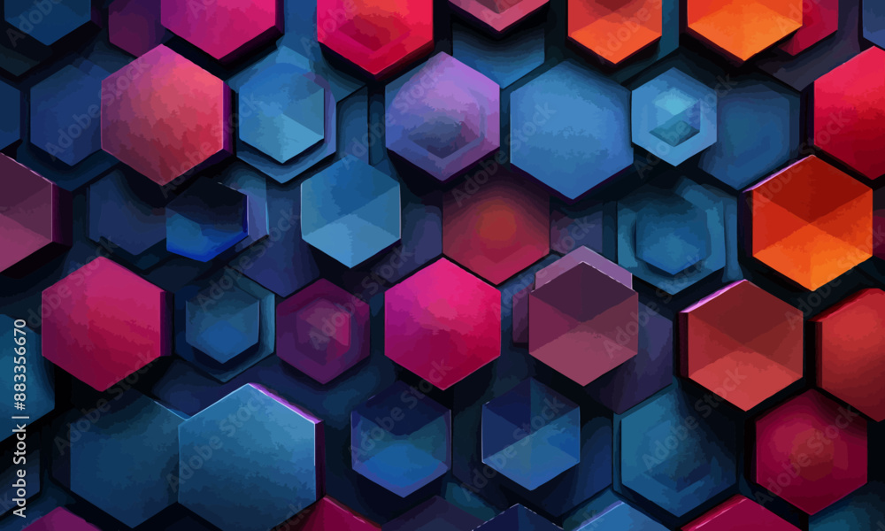Poster a geometric vector of a hexagon pattern.