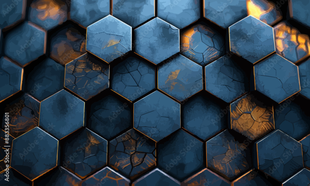 Poster a geometric vector of a hexagon pattern.