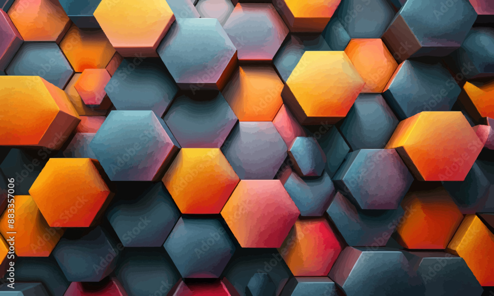 Poster a geometric vector of an abstract hexagon pattern.