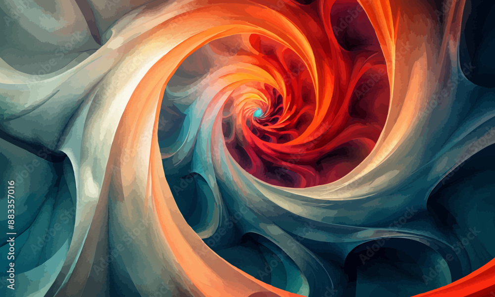 Poster a geometric vector of an abstract spiral pattern.