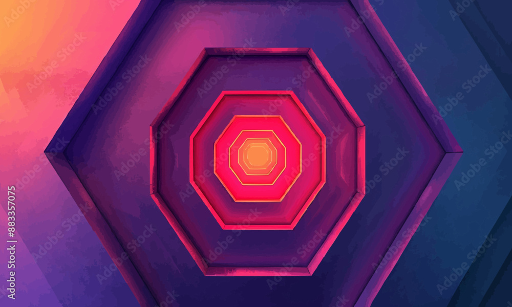 Poster a geometric vector of an abstract hexagon.