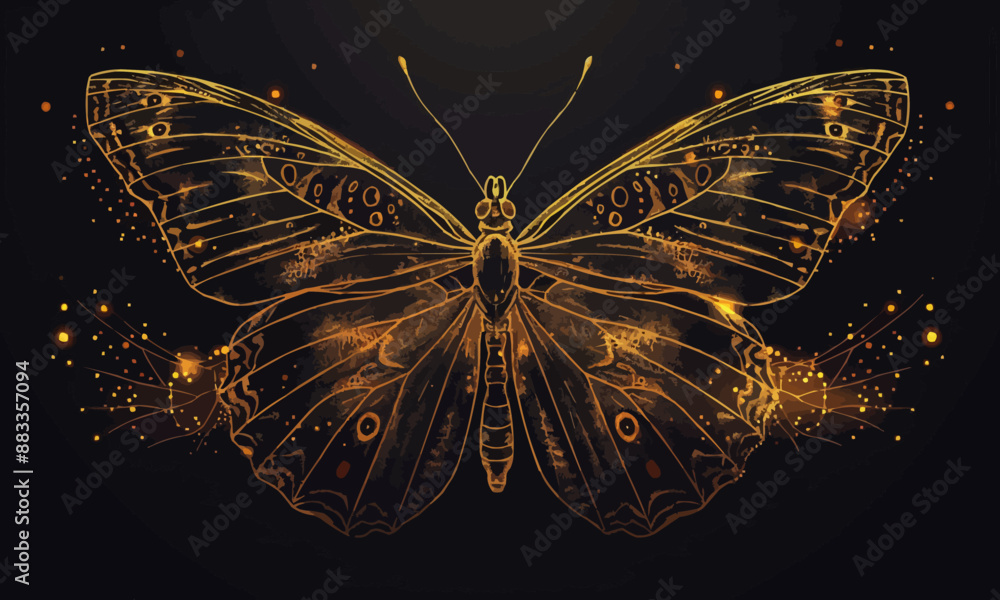 Poster a linear vector of a butterfly.