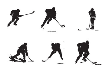 Obraz premium Modern Black Silhouette of a Hockey Referee Illustration, Stylish Black Silhouette of a Hockey Referee Graphic