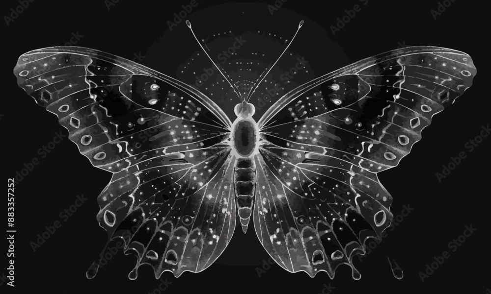 Poster a linear vector of a butterfly.