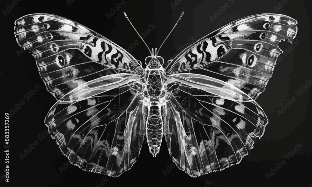 Poster a linear vector of a butterfly.