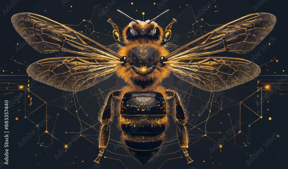 Poster A linear vector of a honeybee.