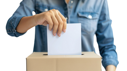 Man voting on a transparent background