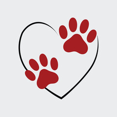 Dog or cat paw footprints logo design vector