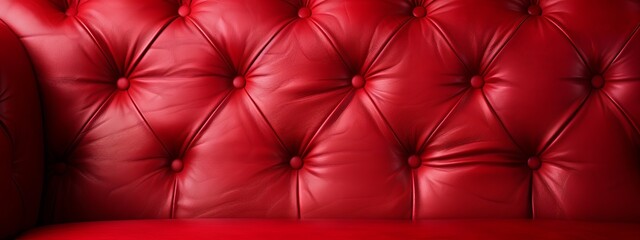 Fototapeta premium A red leather chair, seat toward camera, back to viewer