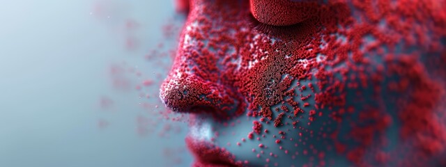  A tight shot of a face, smeared with red paste