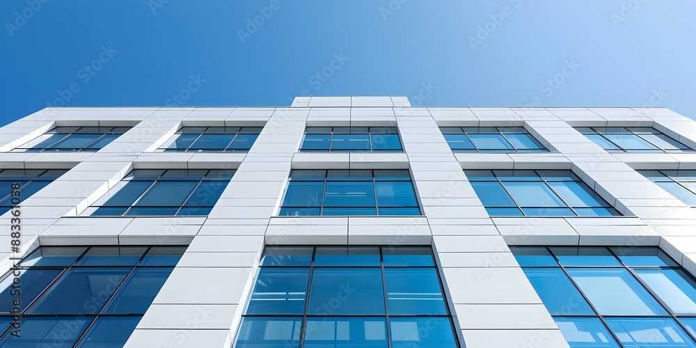Poster new building with doubleglazed windows for energy efficiency and noise reduction. concept double-gla