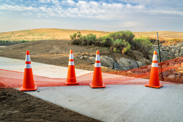 bike trail closure for construction - Poudre trail in northern Colorado