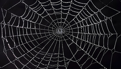 Creepy white spider web on black background