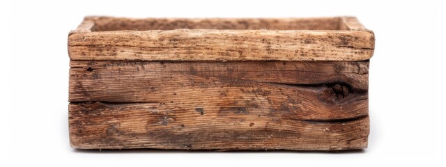  A high-resolution image of a wooden box against a pure white background, with a clipping path defining its bottom edge