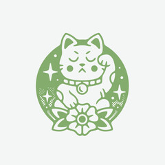 cute lucky cat character vector design