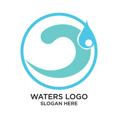 Waters logo design simple concept Premium Vector