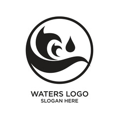 Waters logo design simple concept Premium Vector