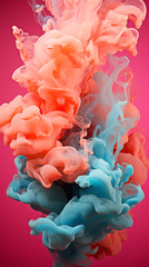 Colorful Flowing Paint on Pink Background, Abstract Image, Texture, Pattern Background, Wallpaper, Cover and Screen of Smartphone, Cell Phone, Computer, Laptop, 9:16 and 16:9 Format
