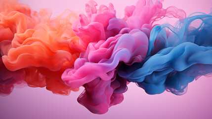 Obraz premium Colorful Flowing Paint on Pink Background, Abstract Image, Texture, Pattern Background, Wallpaper, Cover and Screen of Smartphone, Cell Phone, Computer, Laptop, 9:16 and 16:9 Format