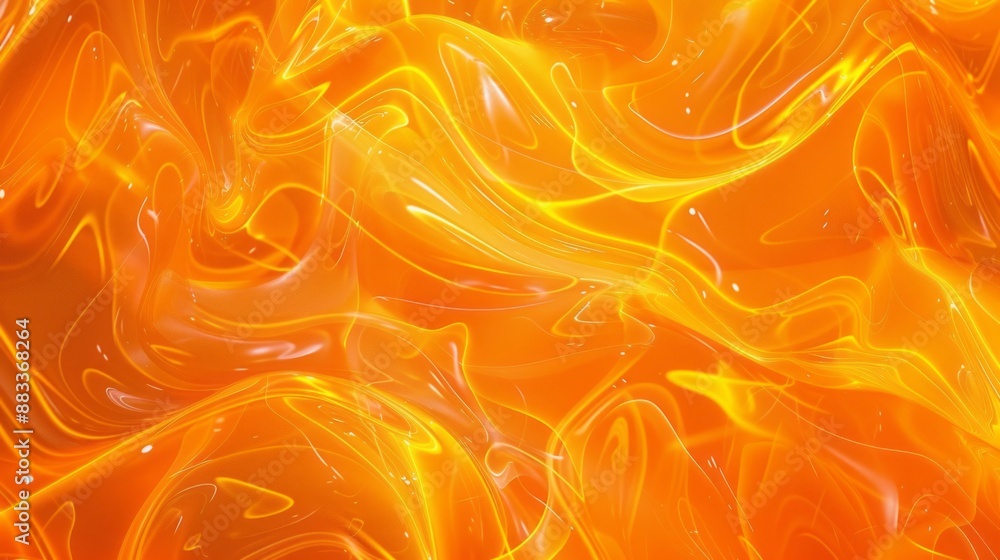 Poster neon orange background with abstract technological circuit patterns: futuristic digital interface de