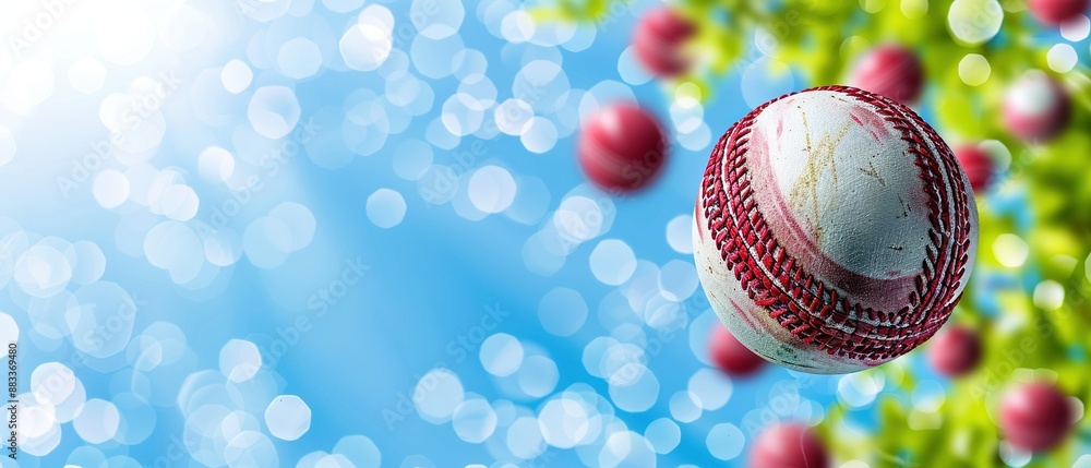 Poster red & white ball on tree branch with bokeh background