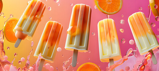 Colorful background banner with creamsicles for Creamsicle Day on 14th August