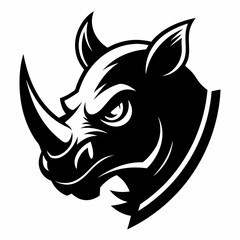 black and white rhino vector illustration