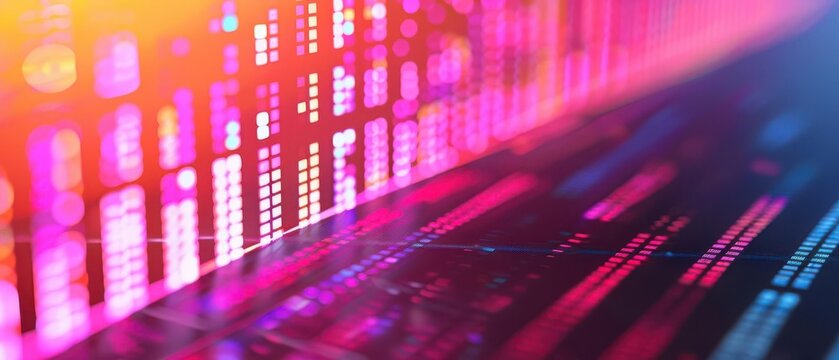 Abstract technology background with colorful binary code and data streams, representing digital transformation and cybersecurity concepts.