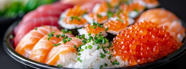 sushi and various foods occupy its center