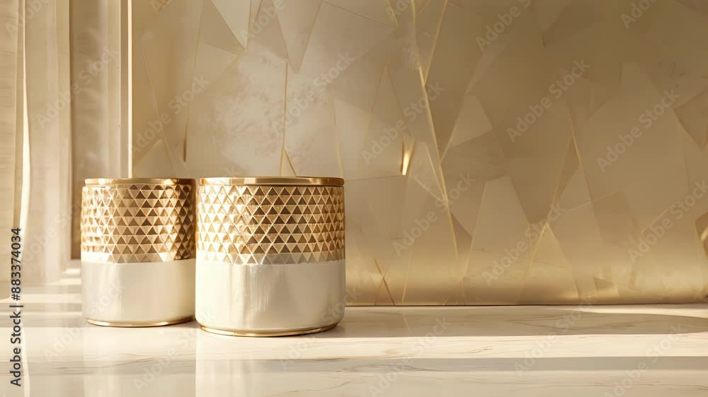 Poster a duo of pot holders elevated with a metallic geometric print adding a touch of elegance.