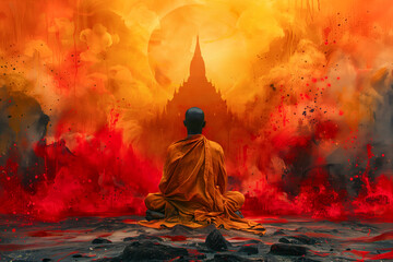 Illustration of buddhist monk