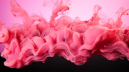 Obraz premium Black Ink Flowing on Pink Background, Abstract Image, Texture, Pattern Background, Wallpaper, Cover and Screen of Smartphone, Cell Phone, Computer, Laptop, Format 9:16 and 16:9