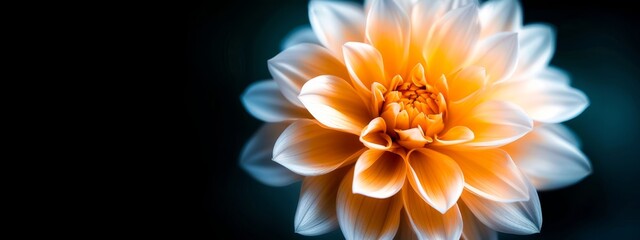 Obraz premium A flower in tight focus against a black backdrop, surrounded by a soft, blurred depiction of its center