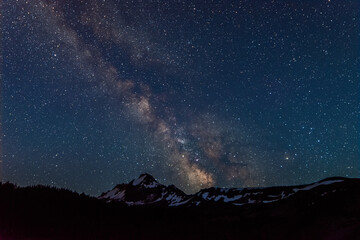 The Milky Way galaxy looms over the Oregon Cascades
