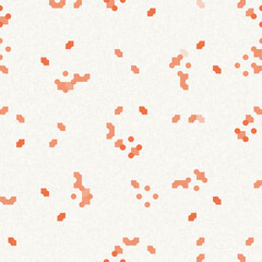 Faded peach fuzz glitch geo washed effect seamless pattern. Orange dye grungy blotched distress abstract background texture repeat. 