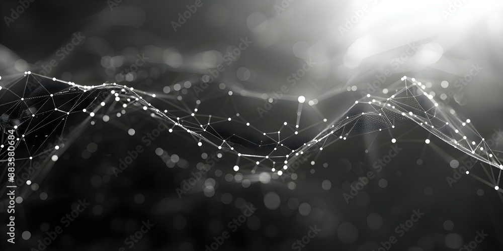 Poster abstract gray plexus background with glowing lines and dots ideal for technology. concept technology