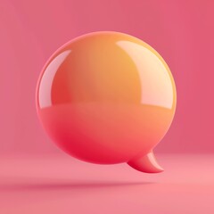 Bright 3D speech bubble in orange-pink gradient on a pink background, perfect for modern communication themes.